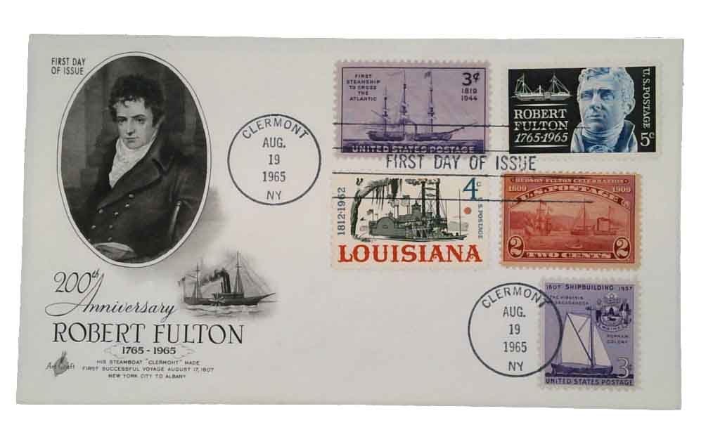 1965 5¢ Robert Fulton Classic Combination First Day Cover