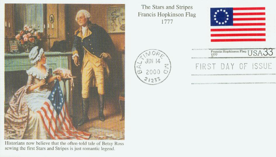 # 3403e - 2000 33c The Stars and Stripes: Francis Hopkinson Flag Mystic First Day Cover