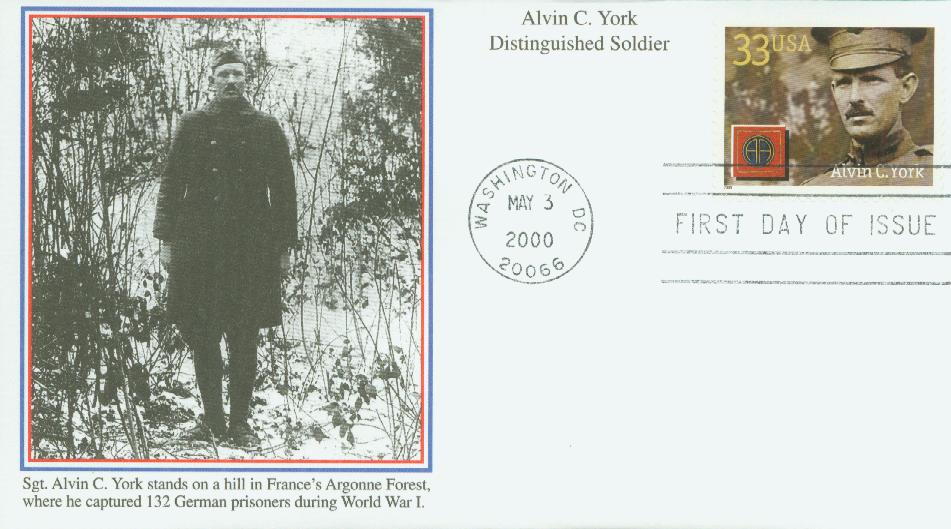 # 3395 - 2000 33c Alvin C. York Mystic First Day Cover