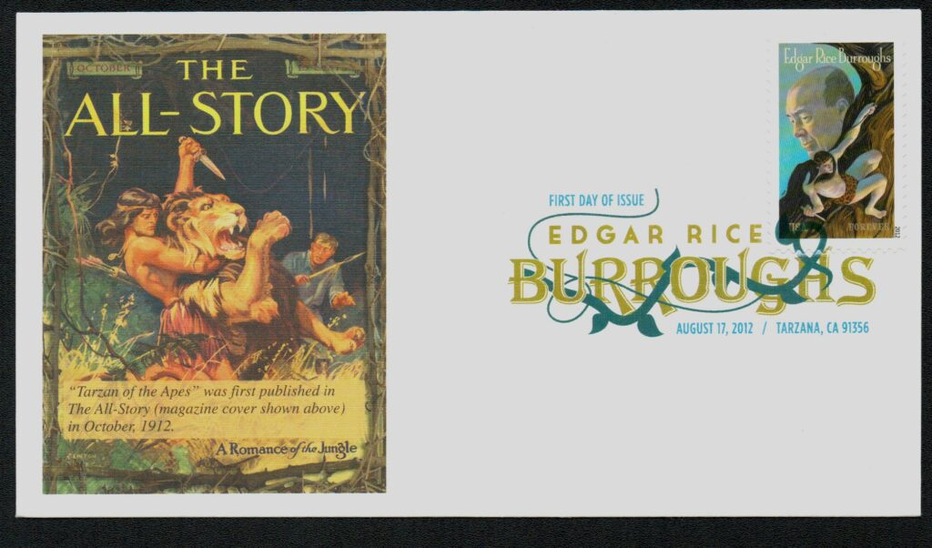 2012 45¢ Edgar Rice Burroughs Fleetwood First Day Cover with Digital Color Cancel