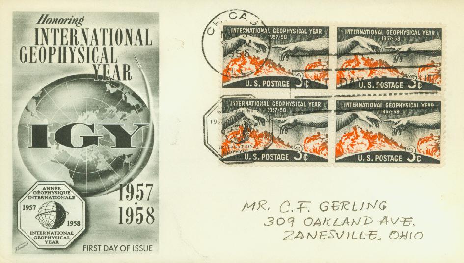# 1107 - 1958 3¢ International Geophysical Year Fleetwood First Day Cover