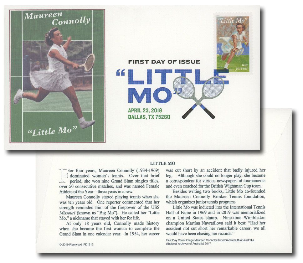 2019 "Little Mo," Maureen Connolly Brinker Fleetwood First Day Cover with Digital Color Cancel