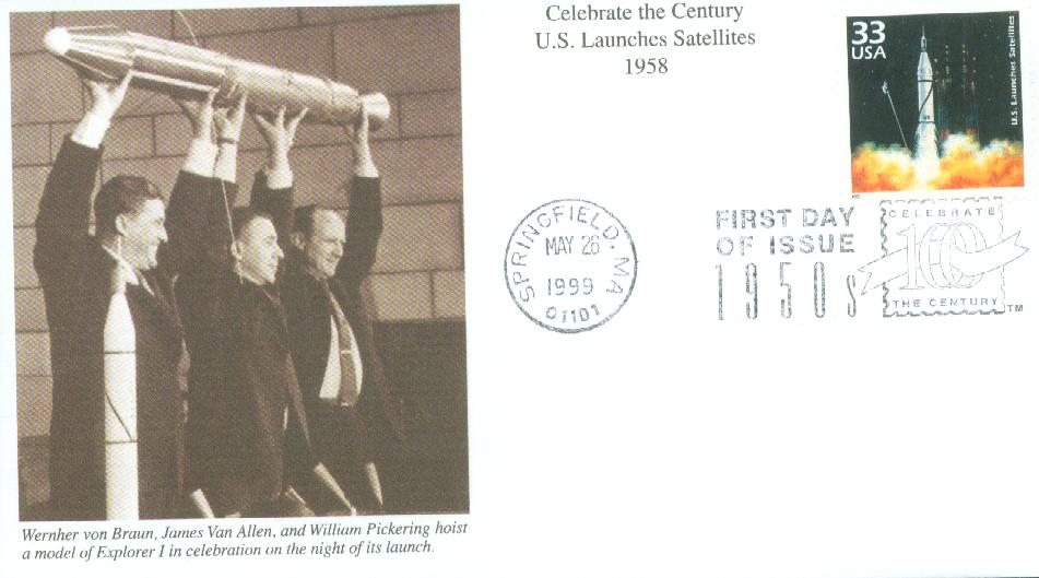 # 3187d - 1999 33c Celebrate the Century - 1950s: U.S. Launches Satellites Mystic First Day Cover