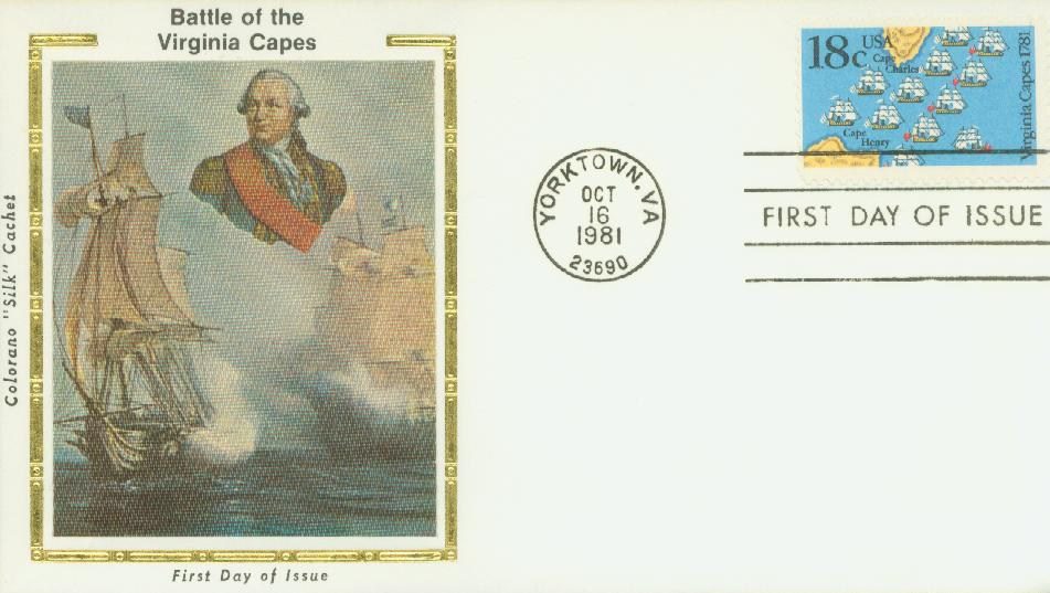 1981 18¢ Battle of the Virginia Capes Colorano Silk Cachet First Day Cover