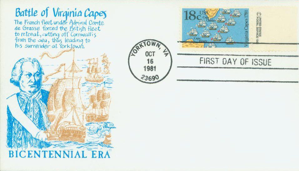 1981 18¢ Battle of the Virginia Capes Classic First Day Cover