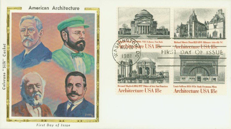 1981 18¢ American Architecture Colorano Silk Cachet First Day Cover