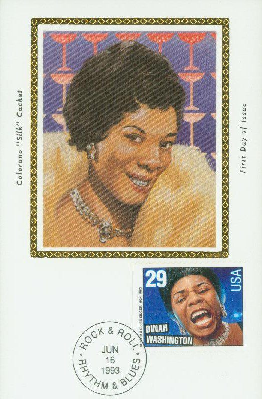 1993 29¢ Dinah Washington, booklet Colorano Silk Cachet First Day Cover 