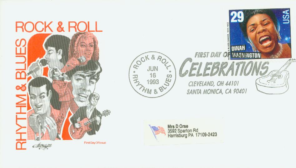 1993 29¢ Dinah Washington, booklet Classic First Day Cover 