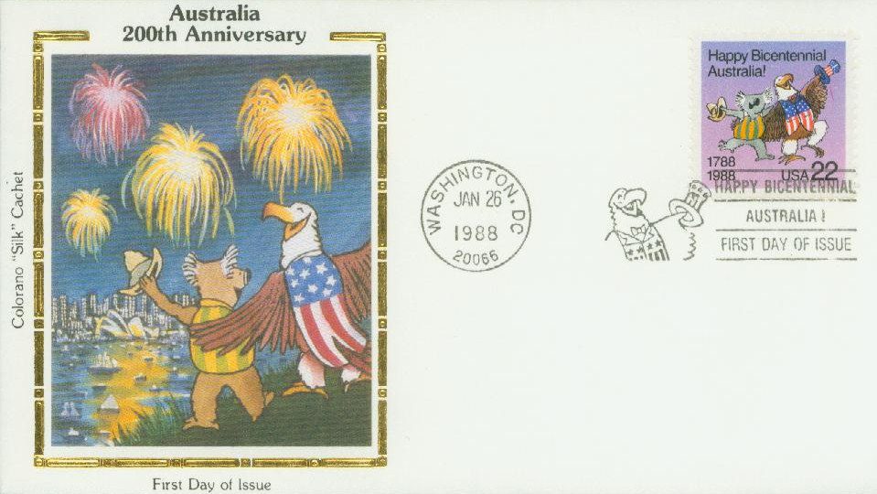 # 2370 - 1988 22c Australia Bicentennial Colorano Silk Cachet First Day Cover