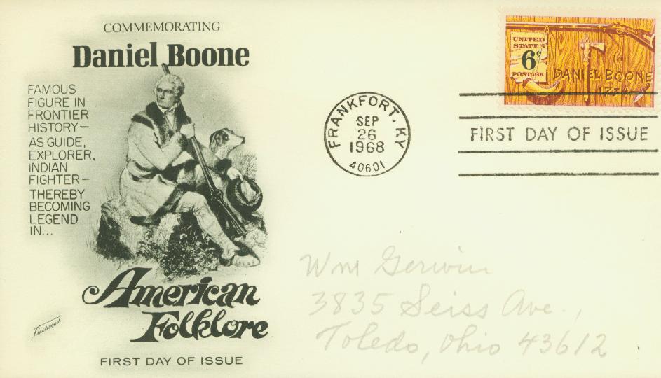 1968 6c Daniel Boone Fleetwood First Day Cover