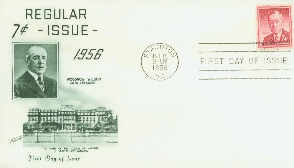 # 1040 - 1956 Liberty Series - 7¢ Woodrow Wilson Fleetwood First Day Cover