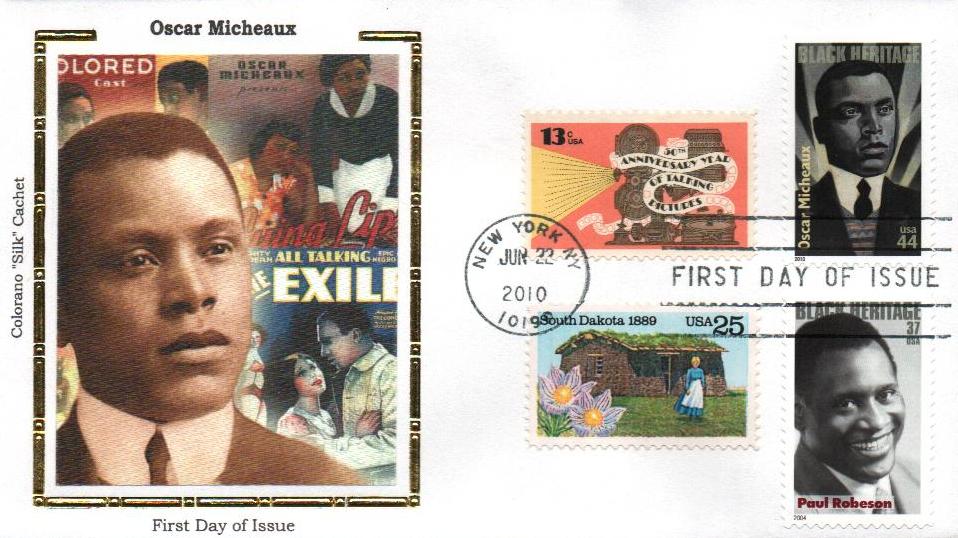 # 4464 - 2010 44c Black Heritage: Oscar Micheaux Colorano Silk Cachet Combination First Day Cover