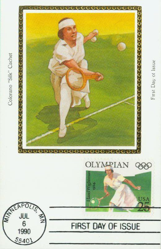 # 2498 - 1990 25c Olympians: Hazel Wightman Colorano Silk Cachet First Day Cover