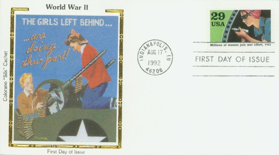 # 2697h - 1992 29c World War II: Millions of Women Join War Effort Colorano Silk Cachet First Day Cover