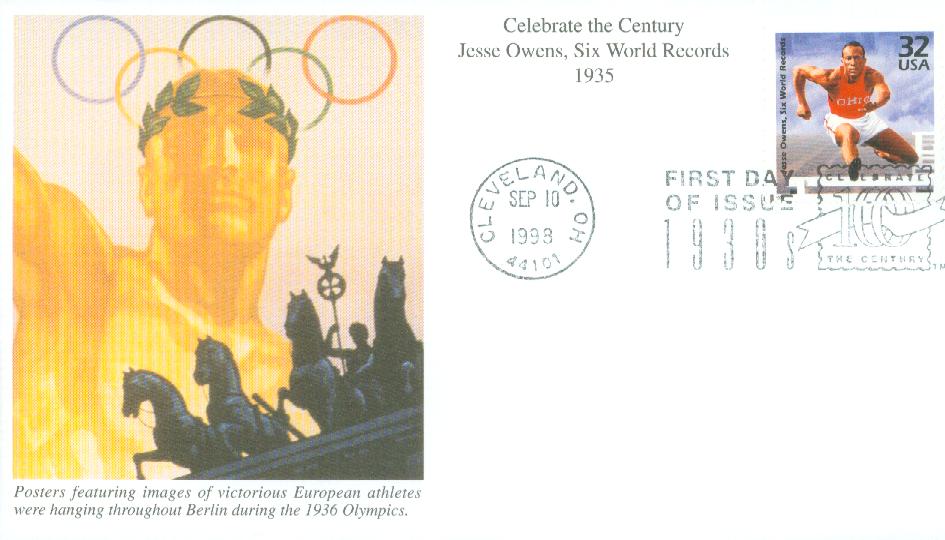 1998 32¢ Jesse Owens Mystic First Day Cover