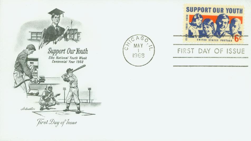 1968 6¢ Support Our Youth, Order of Elks Classic First Day Cover