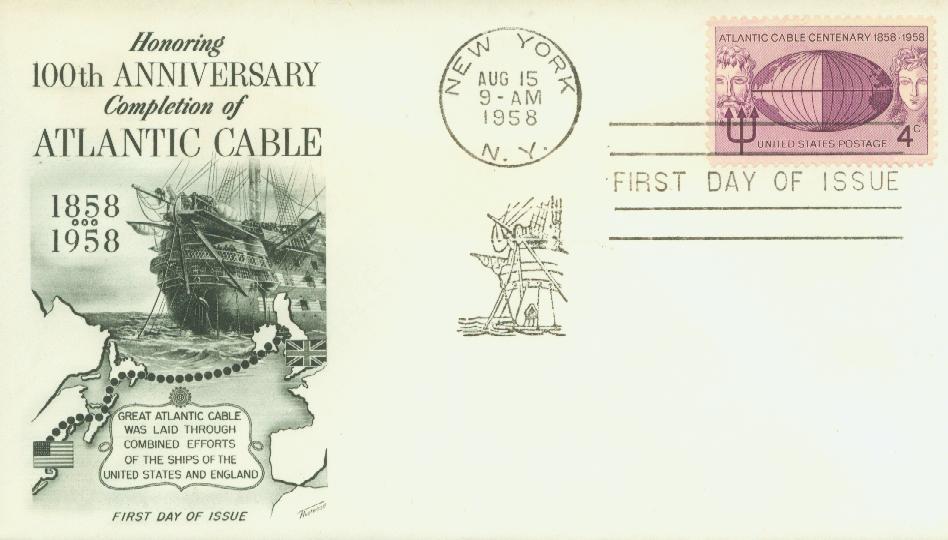 1958 4¢ Atlantic Cable Centenary Fleetwood First Day Cover