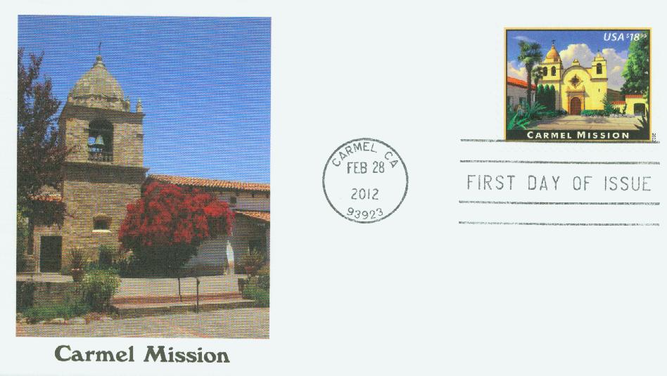 2012 $18.95 Carmel Mission, Express Mail Fleetwood First Day Cover