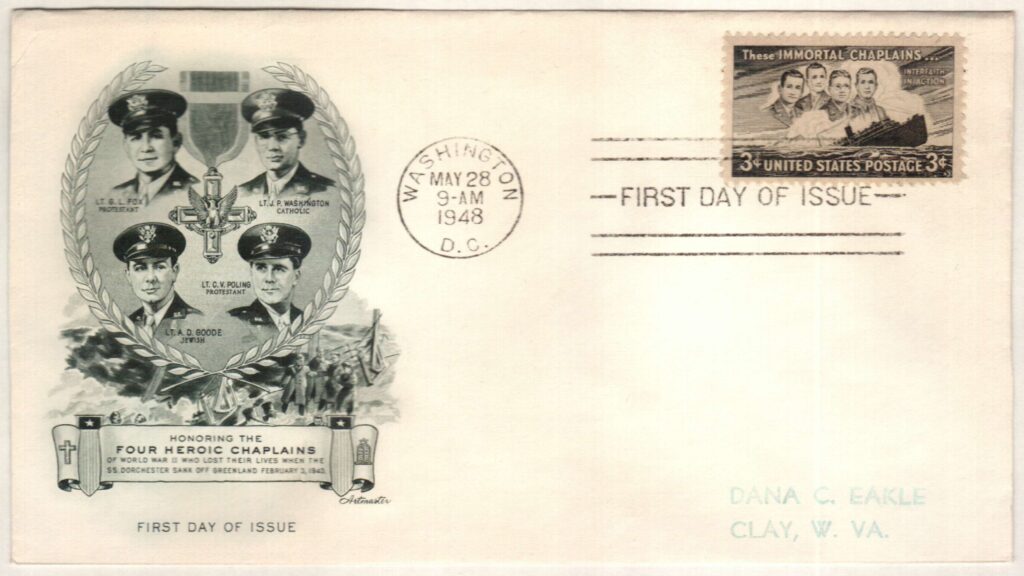 # 956 - 1948 3c Four Chaplains Classic First Day Cover