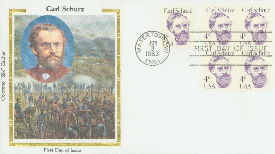 # 1847 - 1983 4c Great Americans: Carl Schurz Colorano Silk Cachet First Day Cover