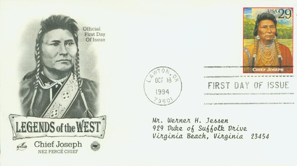 # 2869f - 1994 29c Chief Joseph Classic First Day Cover