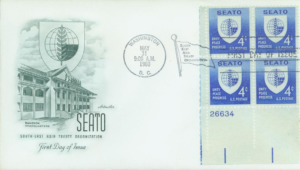 1960 4¢ SEATO  Plate Block First Day Cover