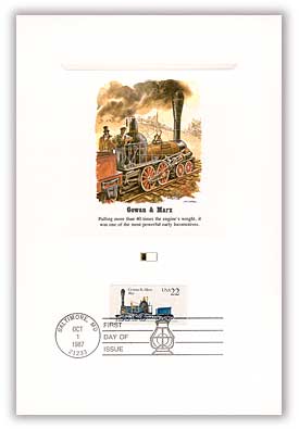 # 2366 - 1987 22c Steam Locomotives: Gowan & Marx Fleetwood First Day Proof Card
