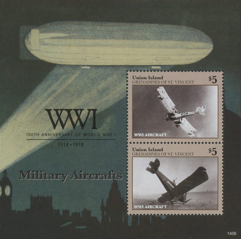 #M12336 - 2014 $5 100th Anniversary of World War I; Military Aircrafts; Souvenir Sheet of 2