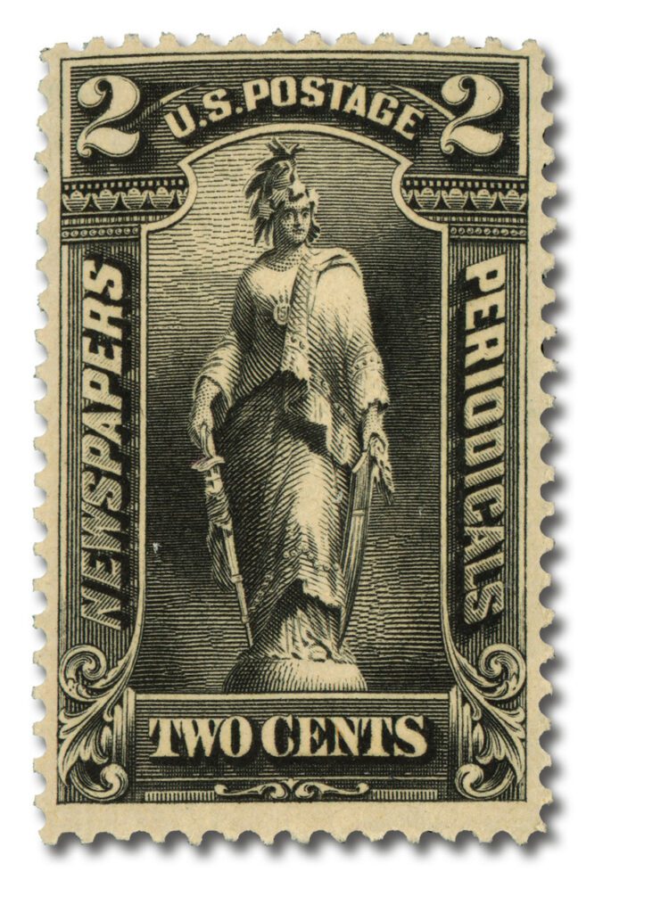 #PR115 1895 2c Newspaper Issue, black, soft paper, watermarked