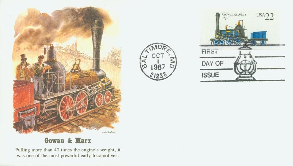 # 2366 - 1987 22c Steam Locomotives: Gowan & Marx Classic First Day Cover
