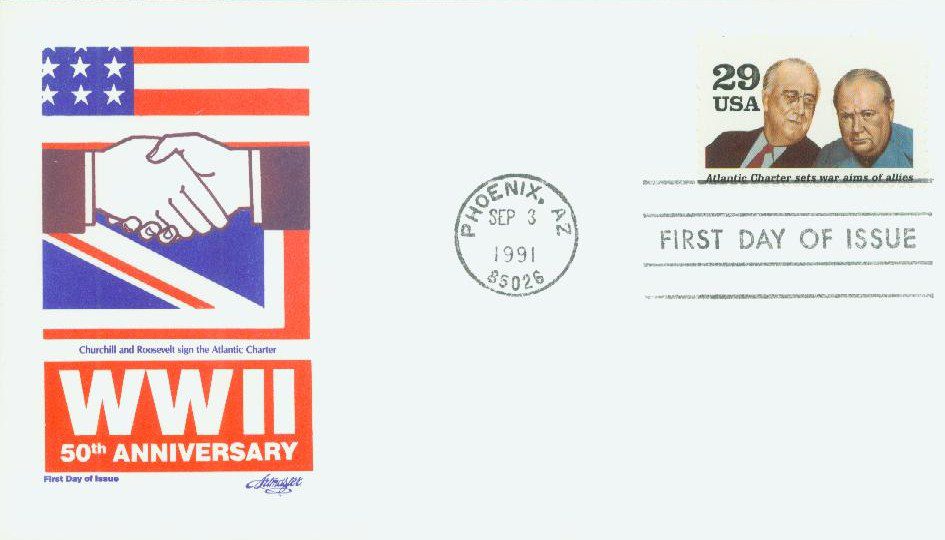 1991 29¢ Atlantic Charter Classic First Day Cover
