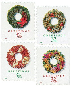 US #3245-48 and #3249-52 1998 Christmas Wreathes