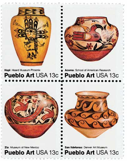 US #1706-09 Pueblo Pottery