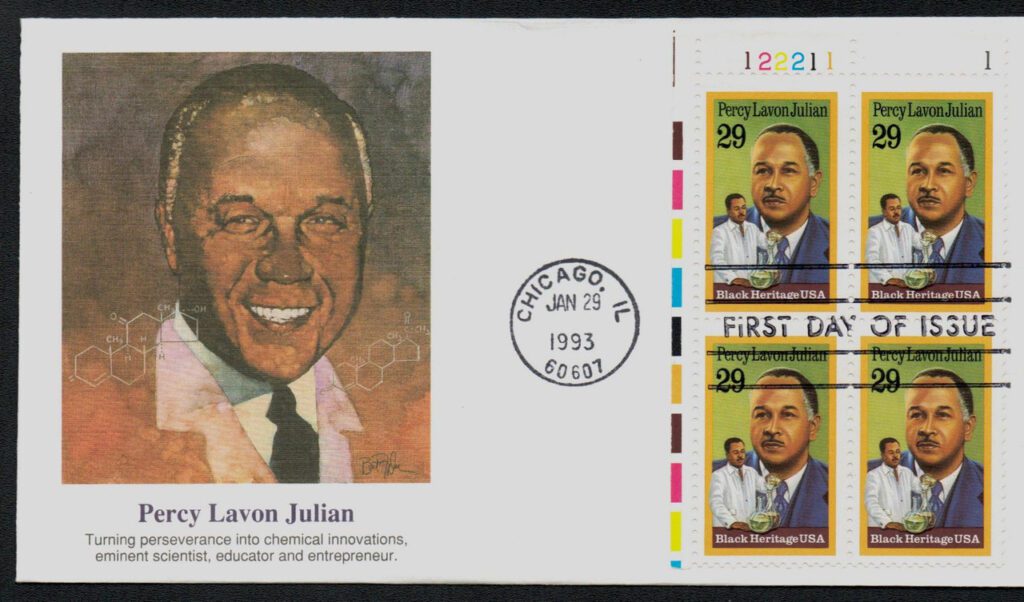 #2746 - 1993 29c Black Heritage: Percy Lavon Julian Fleetwood Plate Block First Day Cover