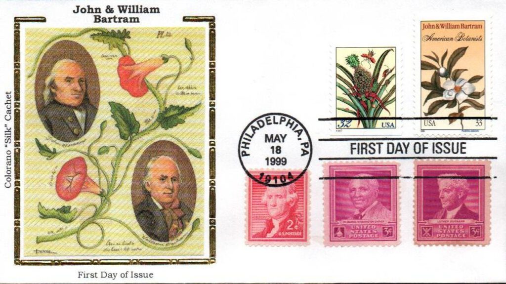 #3314 - 1999 33c John and William Bartram Colorano Silk Cachet Combination First Day Cover