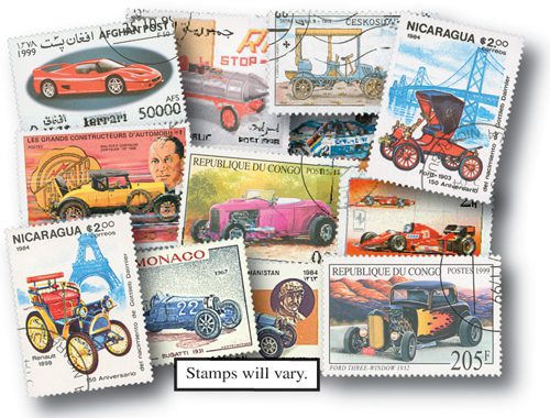 # M3768 - Autos, 200 Different Stamps