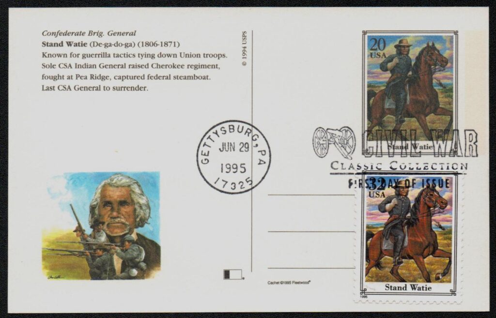 # UX211 - 1995 S. Watie First Day Postal Card