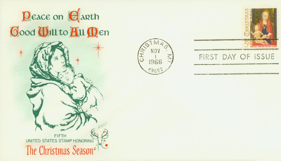 # 1321 - 1966 5c Madonna and Child Fleetwood First Day Cover