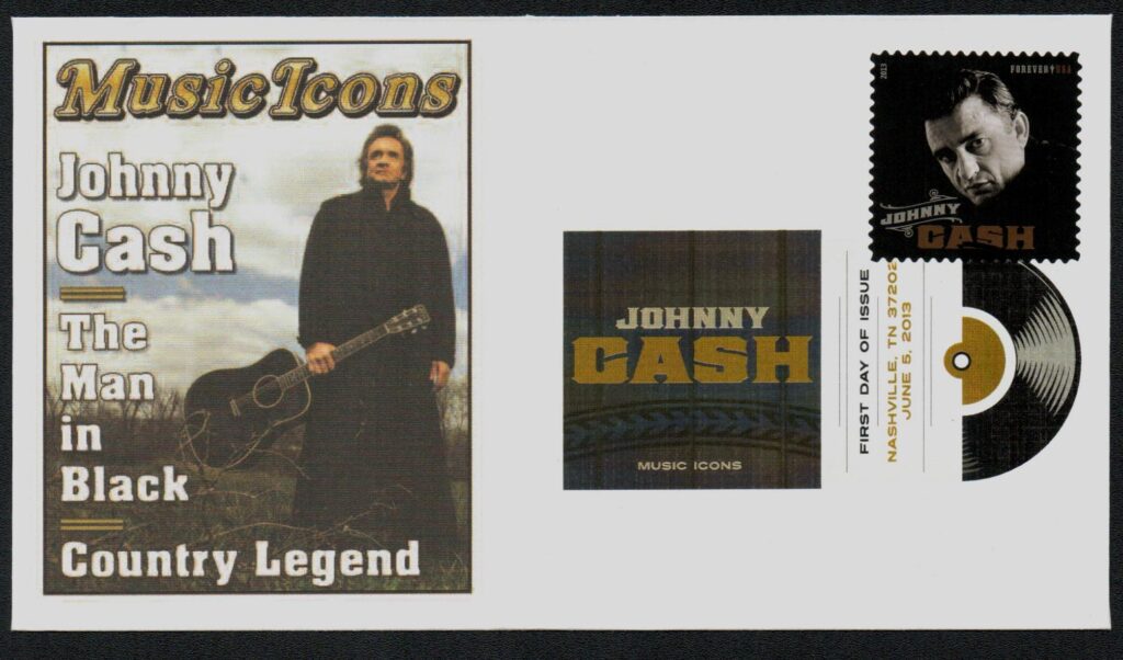 # 4789 - 2013 First-Class Forever Stamp - Music Icons: Johnny Cash Fleetwood First Day Cover with Digital Color Cancel