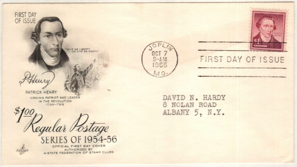 1955 Liberty Series - $1 Patrick Henry Classic First Day Cover
