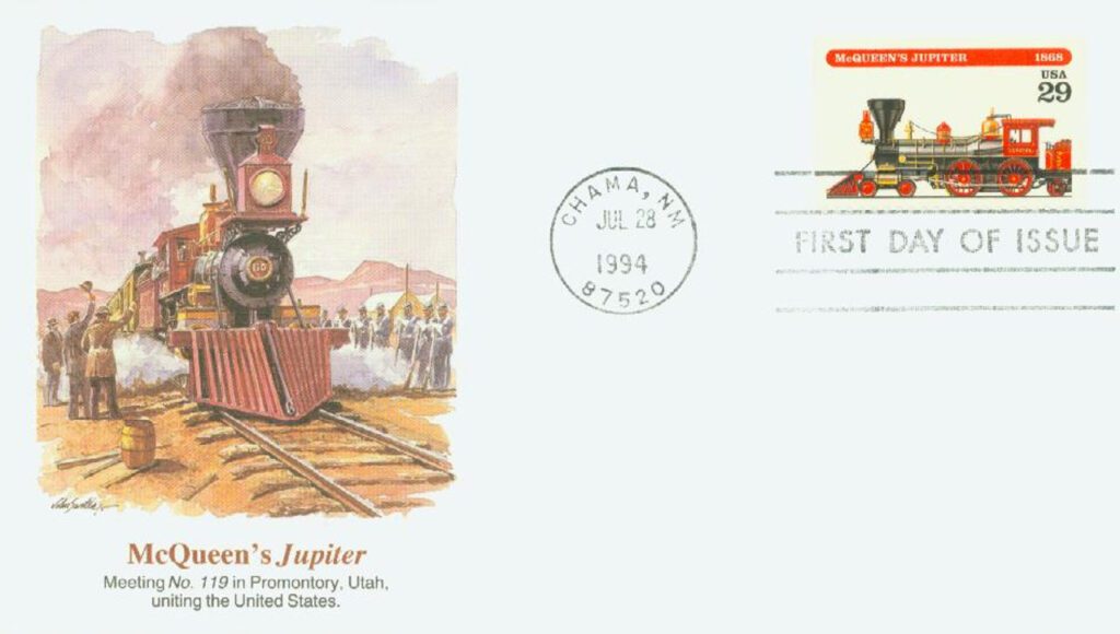 #2844 - 1994 29c Locomotives: McQueen's Jupiter Fleetwood First Day Cover