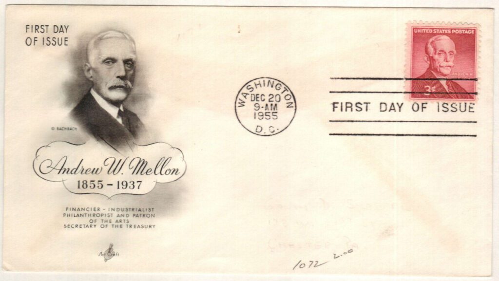 #1072 - 1955 3¢ Andrew W. Mellon Classic First Day Cover