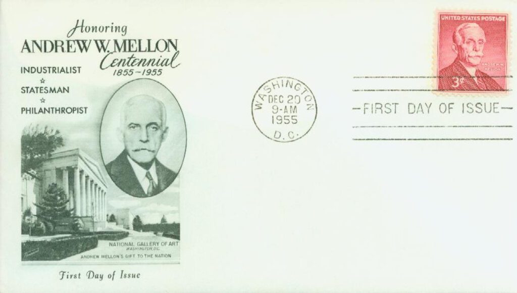 #1072 - 1955 3¢ Andrew W. Mellon Fleetwood First Day Cover