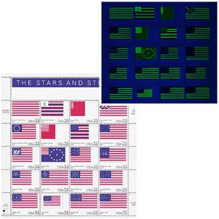 U.S. #3403 – Stars & Stripes Classic Collection Sheet with Glowing Flags Tag.