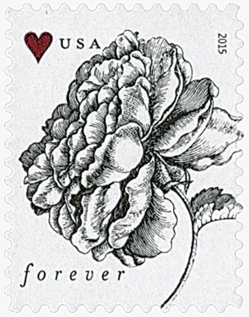 #4959 - 2015 First-Class Forever Stamp,Wedding Series: Engraved Vintage Rose