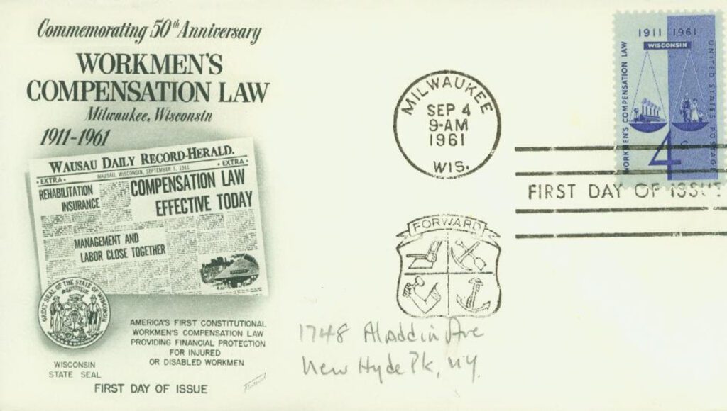 #1186 - 1961 4c Workmen's Compensation Law Fleetwood First Day Cover