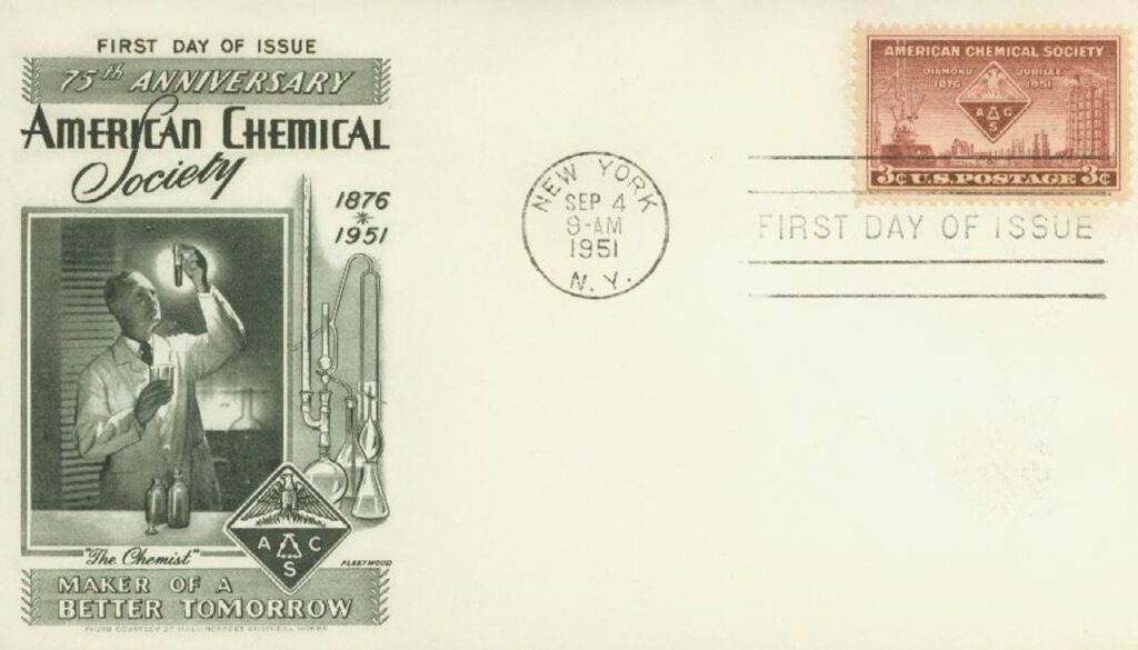 # 1002 - 1951 3¢ American Chemical Society Fleetwood First Day Cover