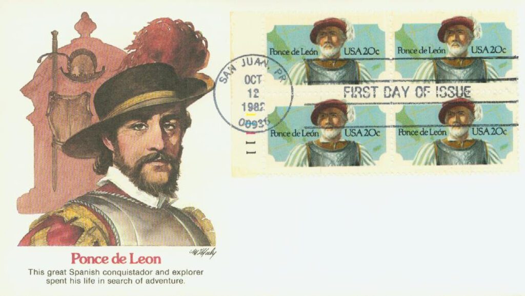 #2024 - 1982 20c Ponce de Leon  Fleetwood Plate Block First Day Cover