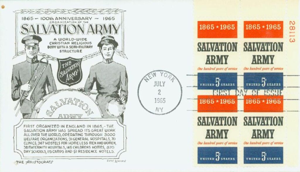 1965 5¢ Salvation Army Plate Block First Day Cover