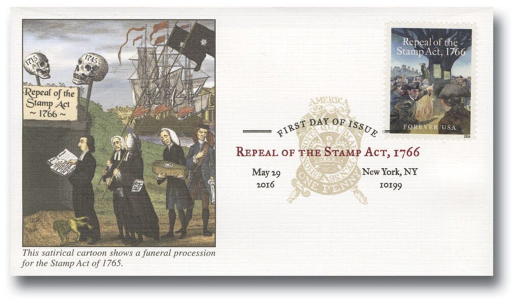 #5064 2016 First-Class Forever Stamp,Repeal of the Stamp Act, 1766 First Day Cover with Digital Color Cancel